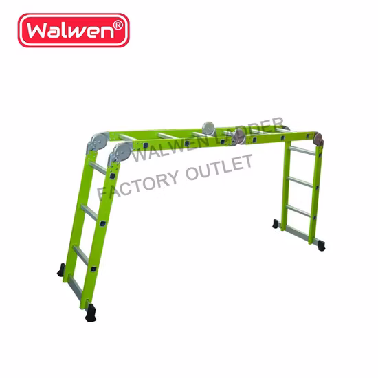 Escalera de mano plegable multiusos de aluminio y aluminio con bisagras pequeñas de 4,7 metros con base antideslizante